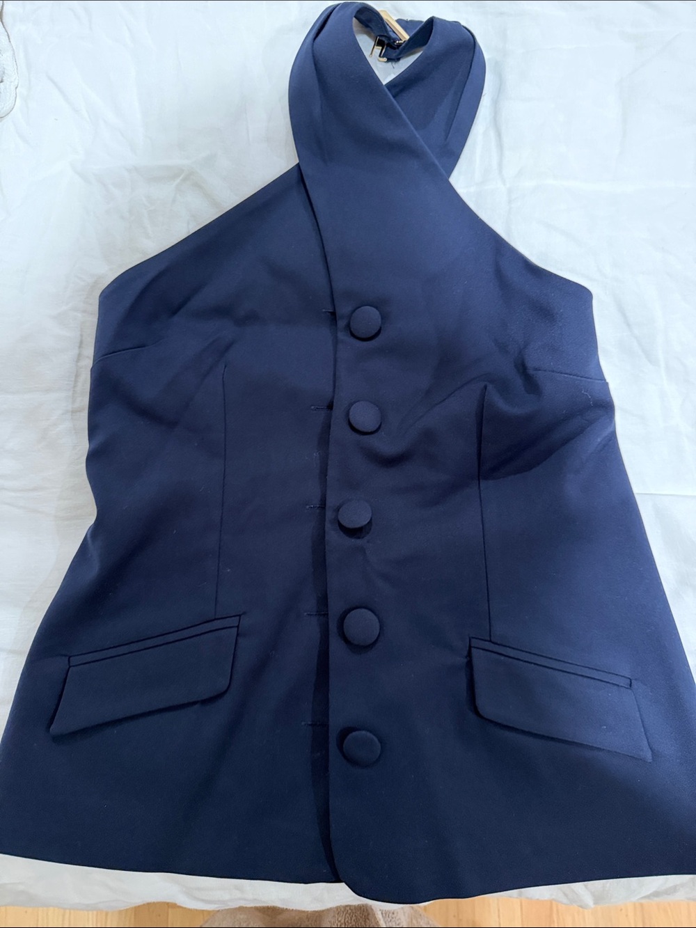 Club L navy halter with gold accent